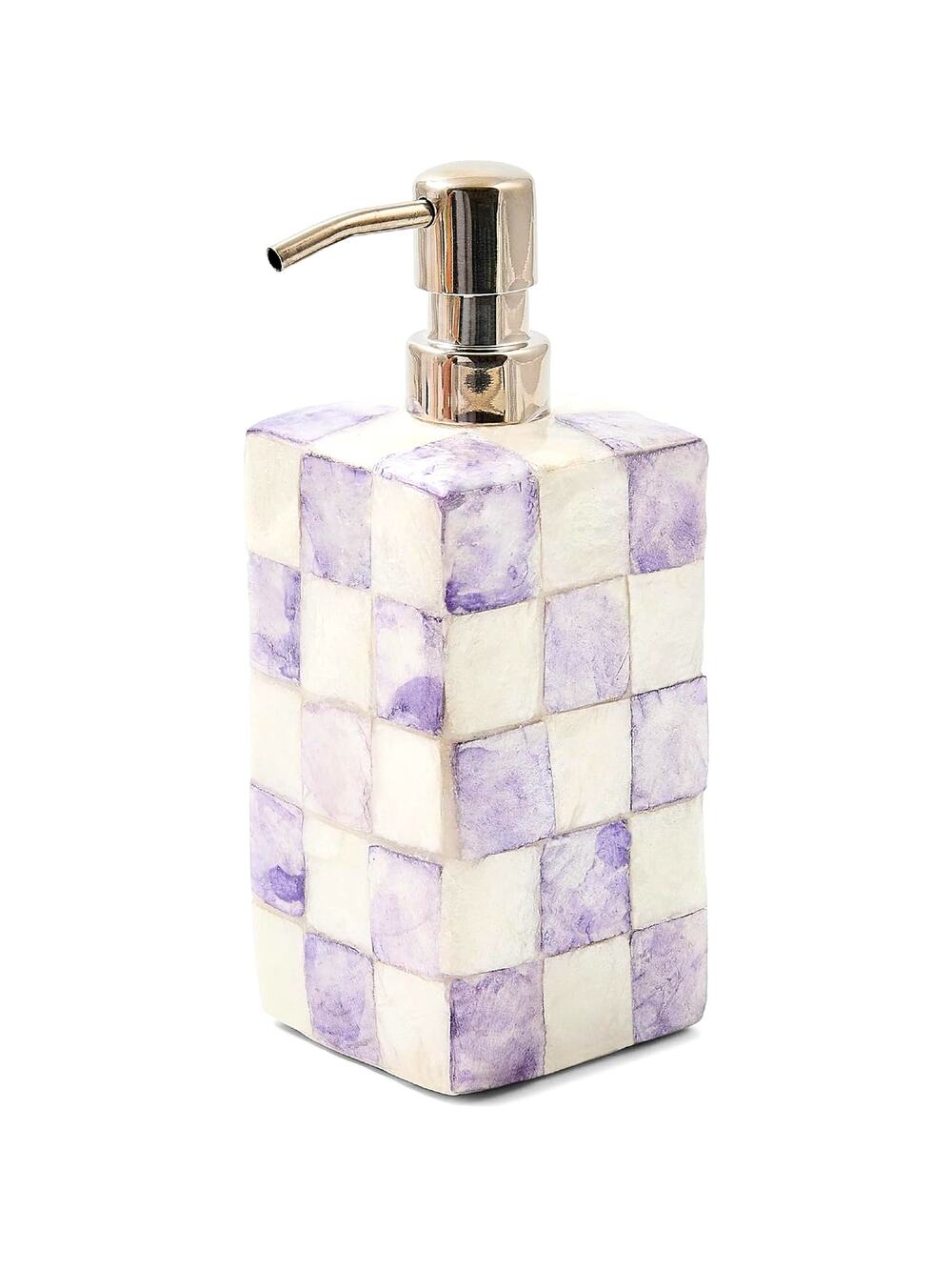 MacKenzie-Childs Violet Check Capiz Soap Pump Dispenser NEW